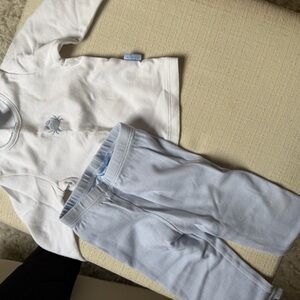 Nantucket Baby embroidered White and Light Blue Baby Crab Outfit